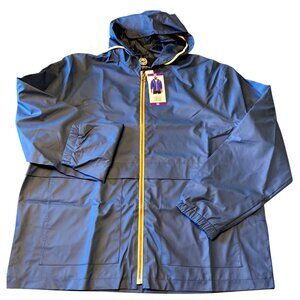 Mens Weatherproof Hooded Rain Jacket XXL Navy Blue Lightweight Waterproof With Z